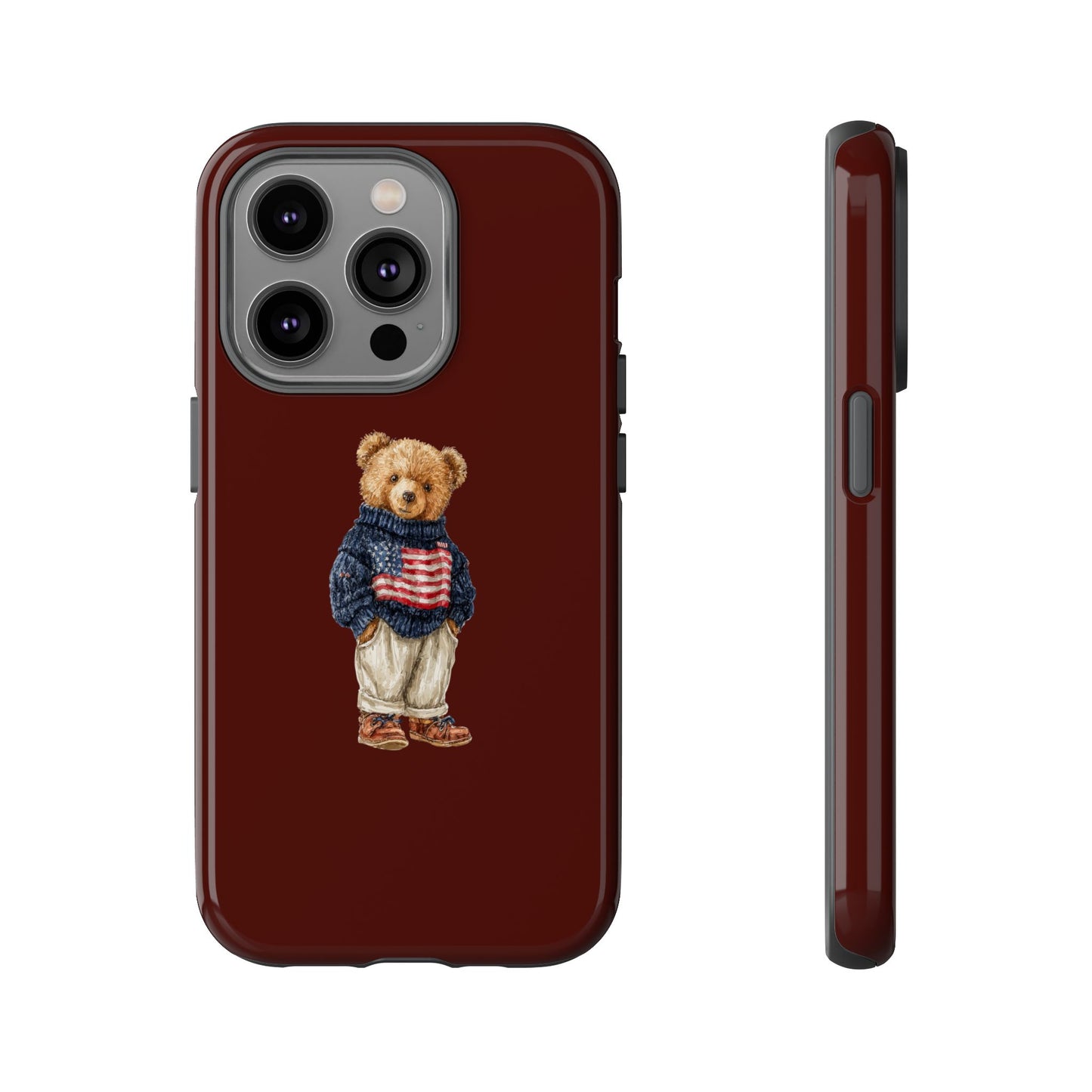Teddy Bear in American Flag Sweater Tough Phone Case