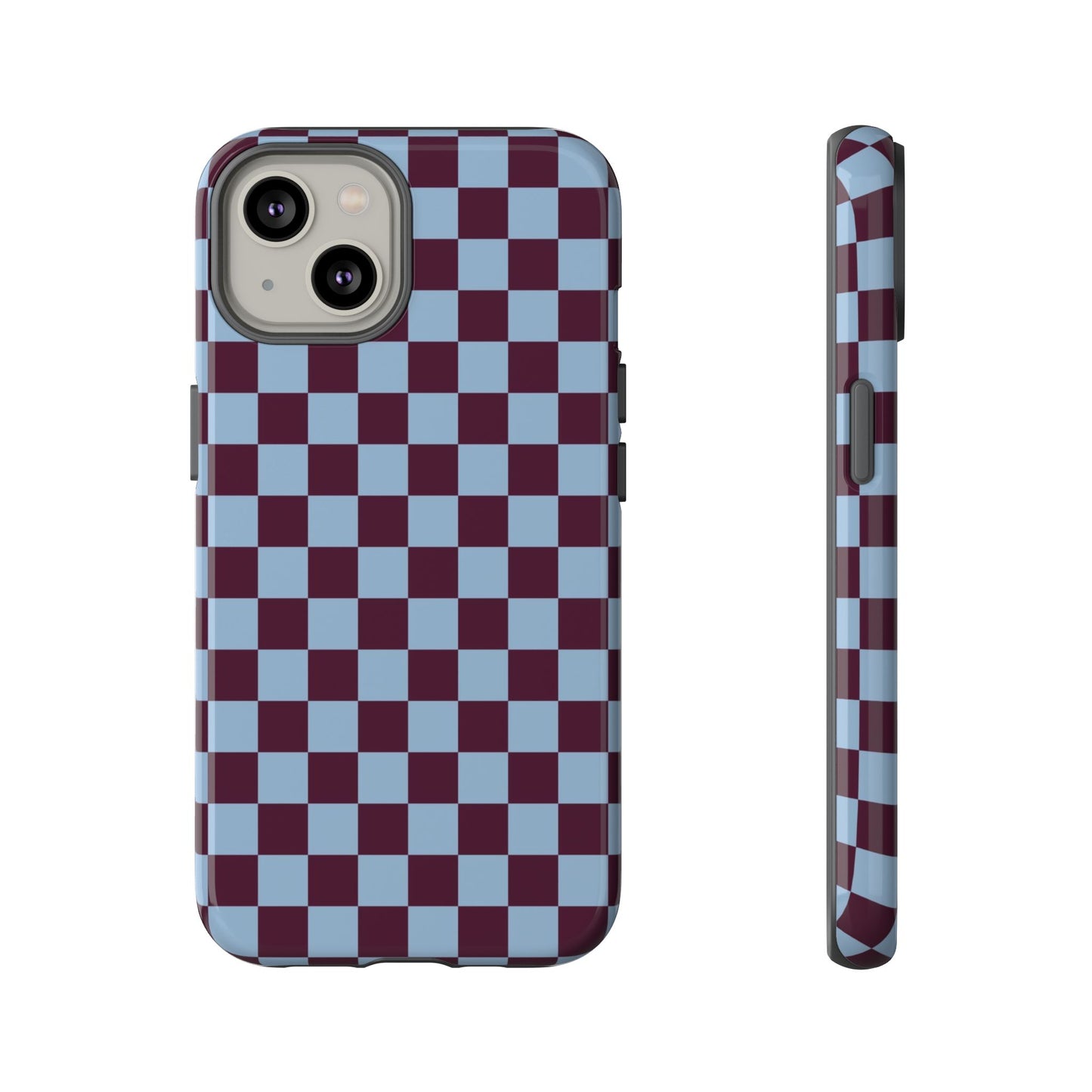 Blue & Burgundy Checkered Phone Case