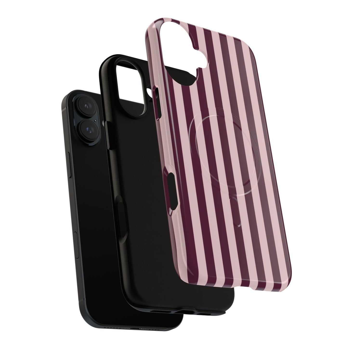 Burgundy & Pink Striped Magnetic Phone Case