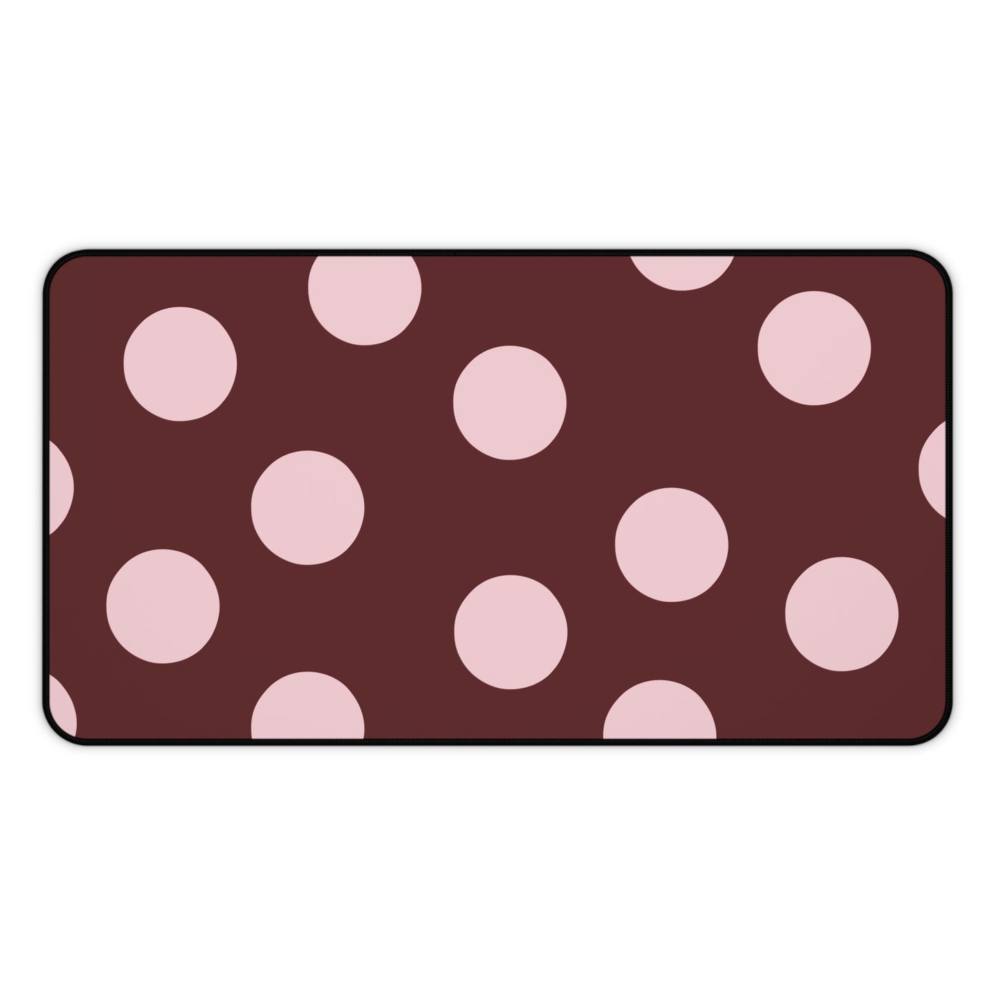 Polka Dot Desk Mat — Rose Pink Dots on Burgundy Mouse Pad