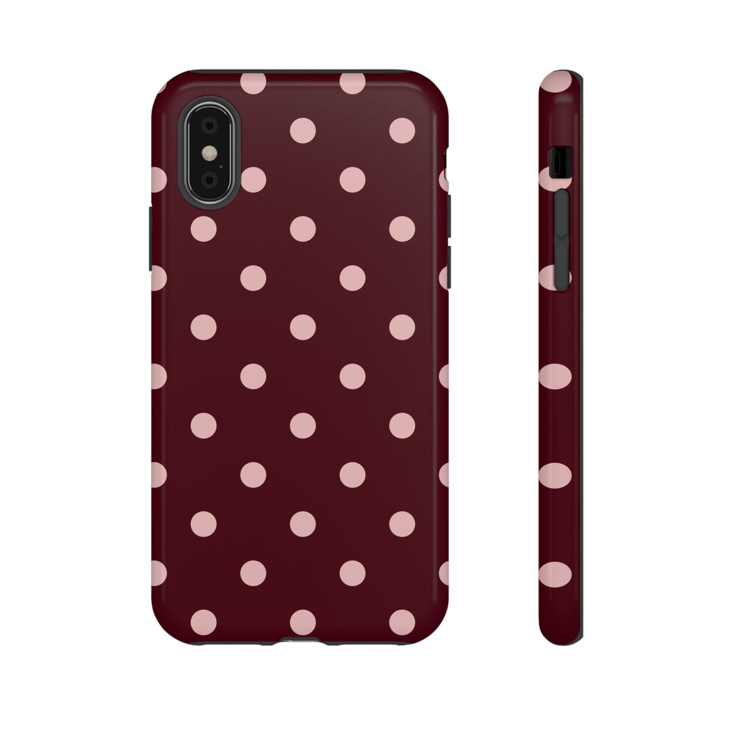 Burgundy & Blush Polka Dot Tough Phone Case