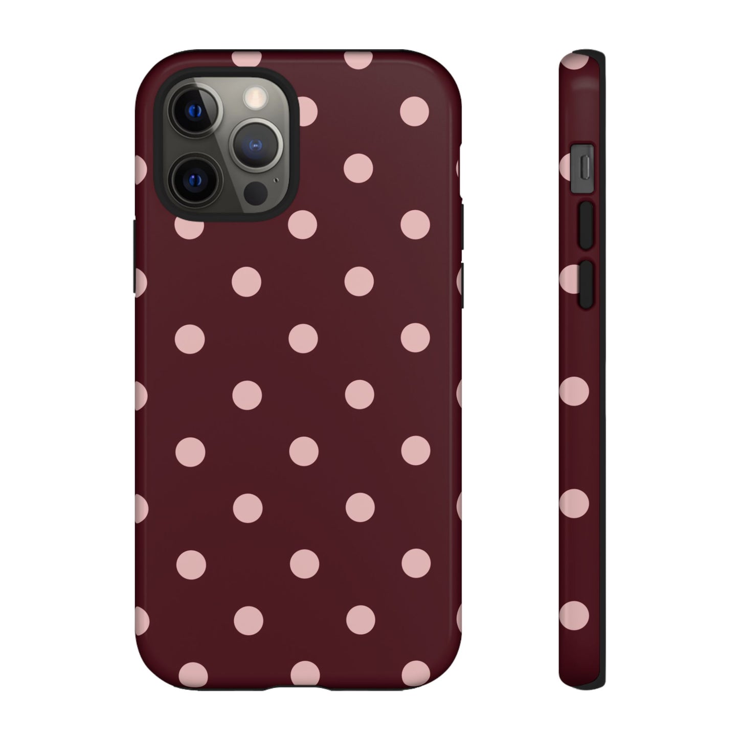 Burgundy & Blush Polka Dot Tough Phone Case
