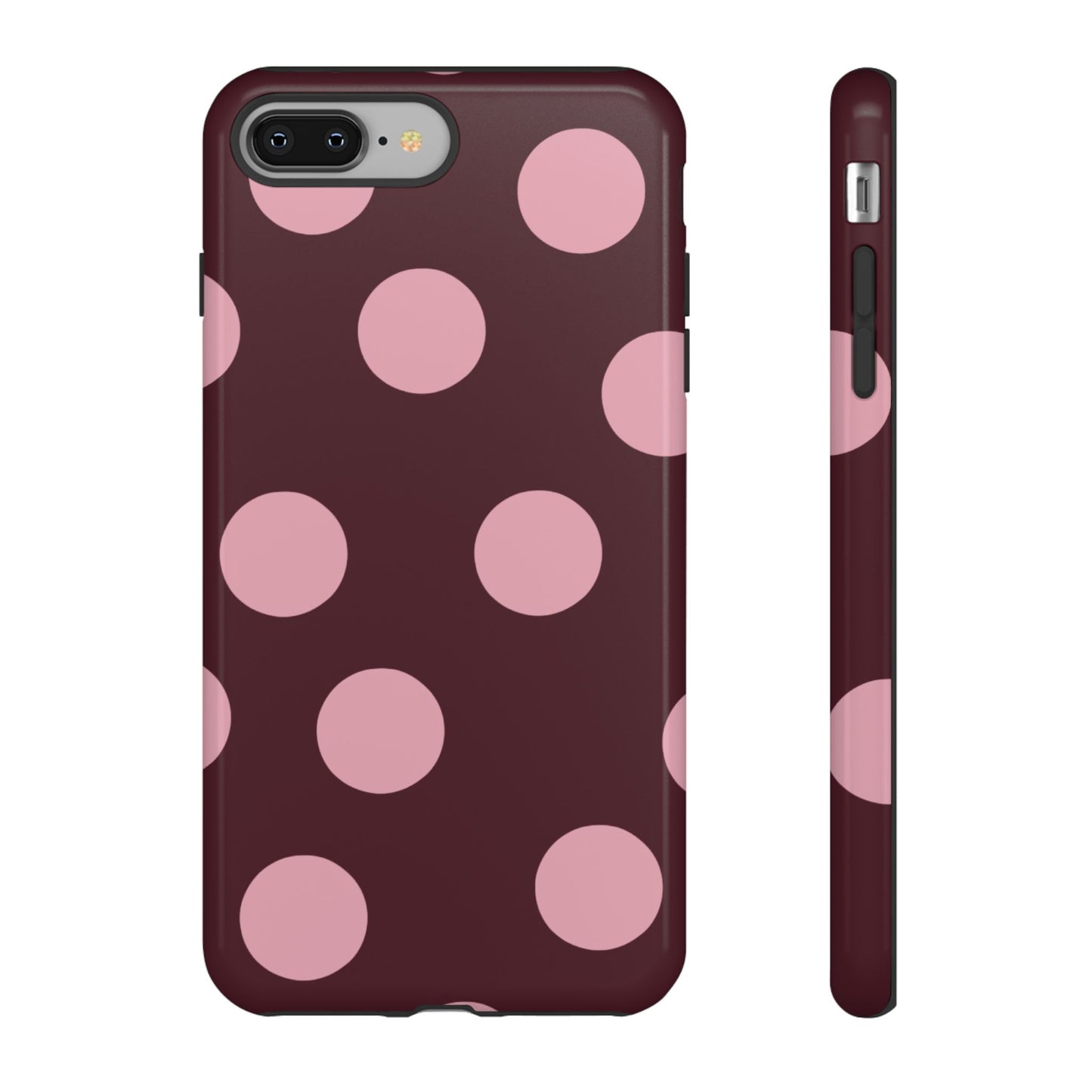 Burgundy & Pink Polka Dot Tough Phone Case