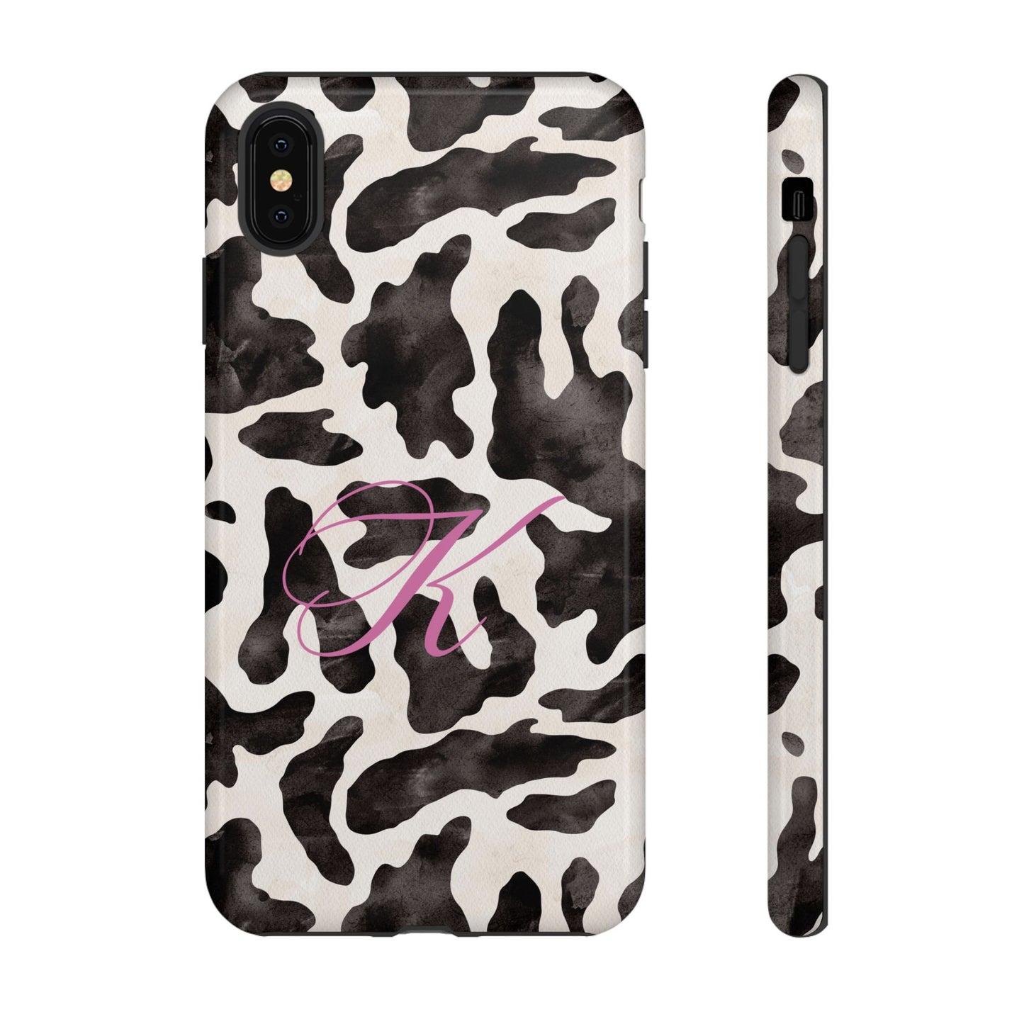 Personalized Monogram Cow Print Tough Phone Case