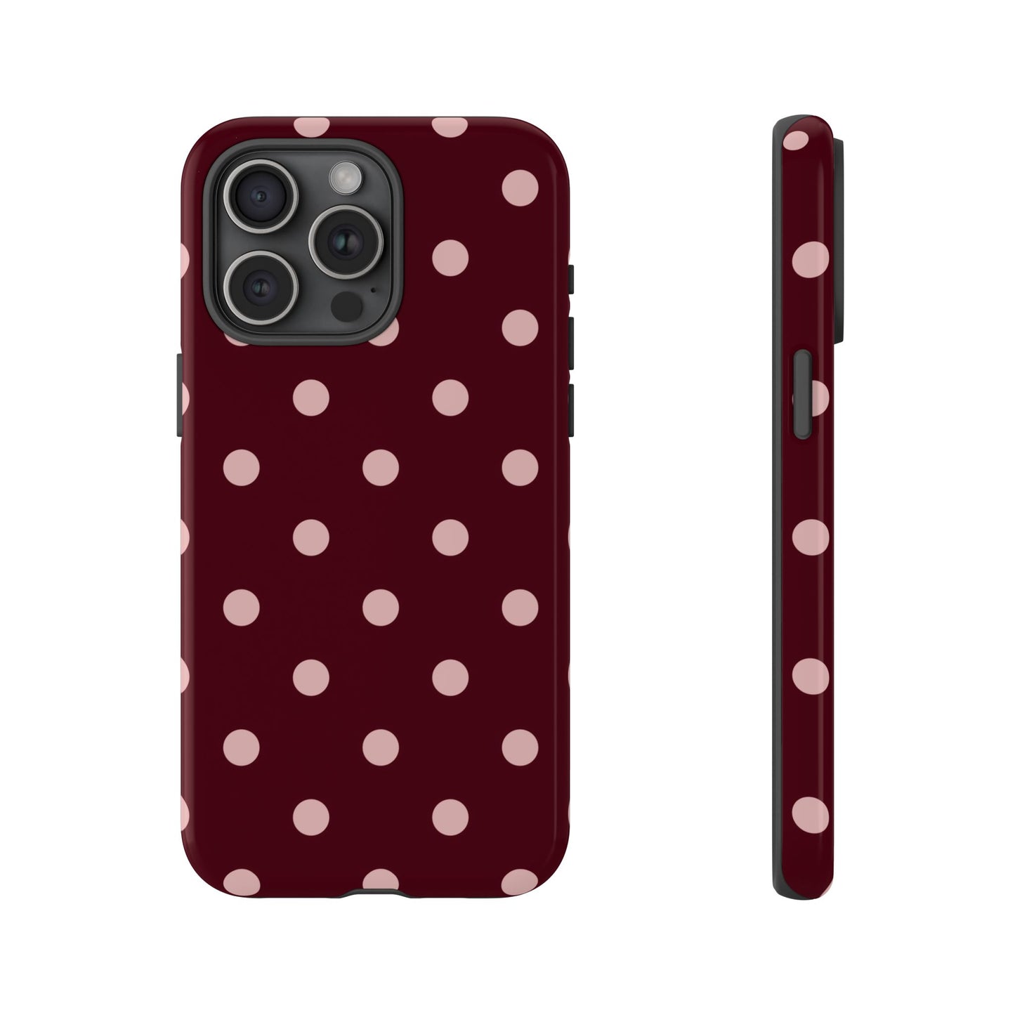 Burgundy & Blush Polka Dot Tough Phone Case