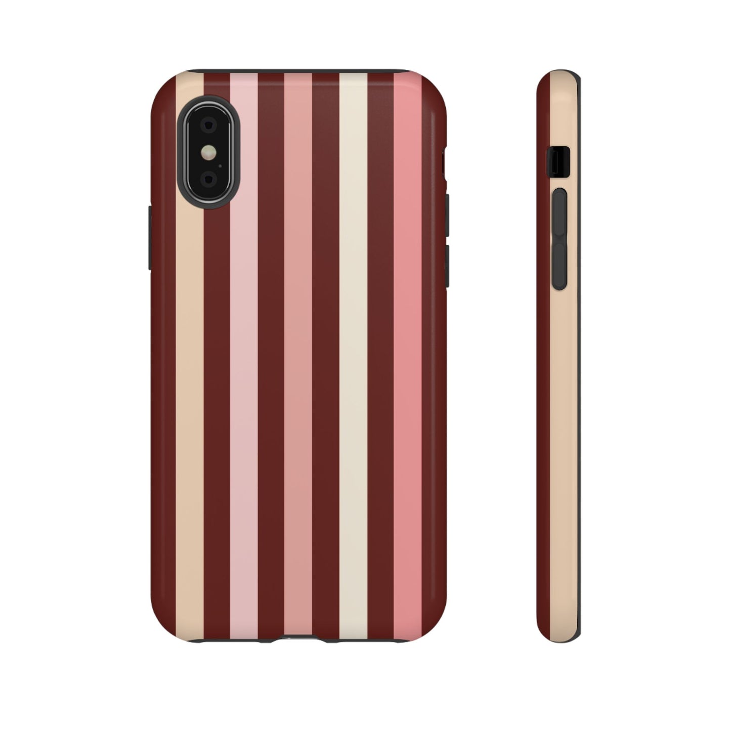 Burgundy Striped Tough Phone Case