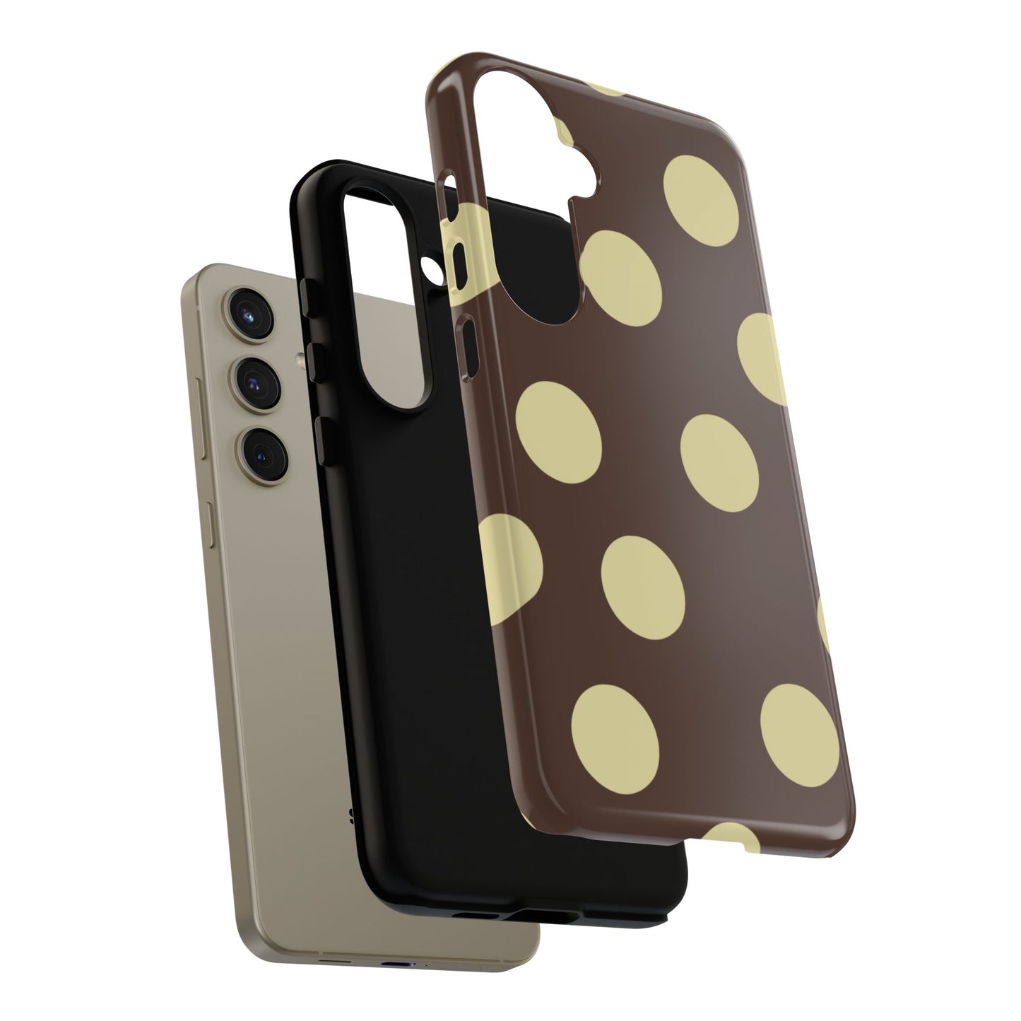 Brown & Butter Yellow Polka Dot Tough Phone Case