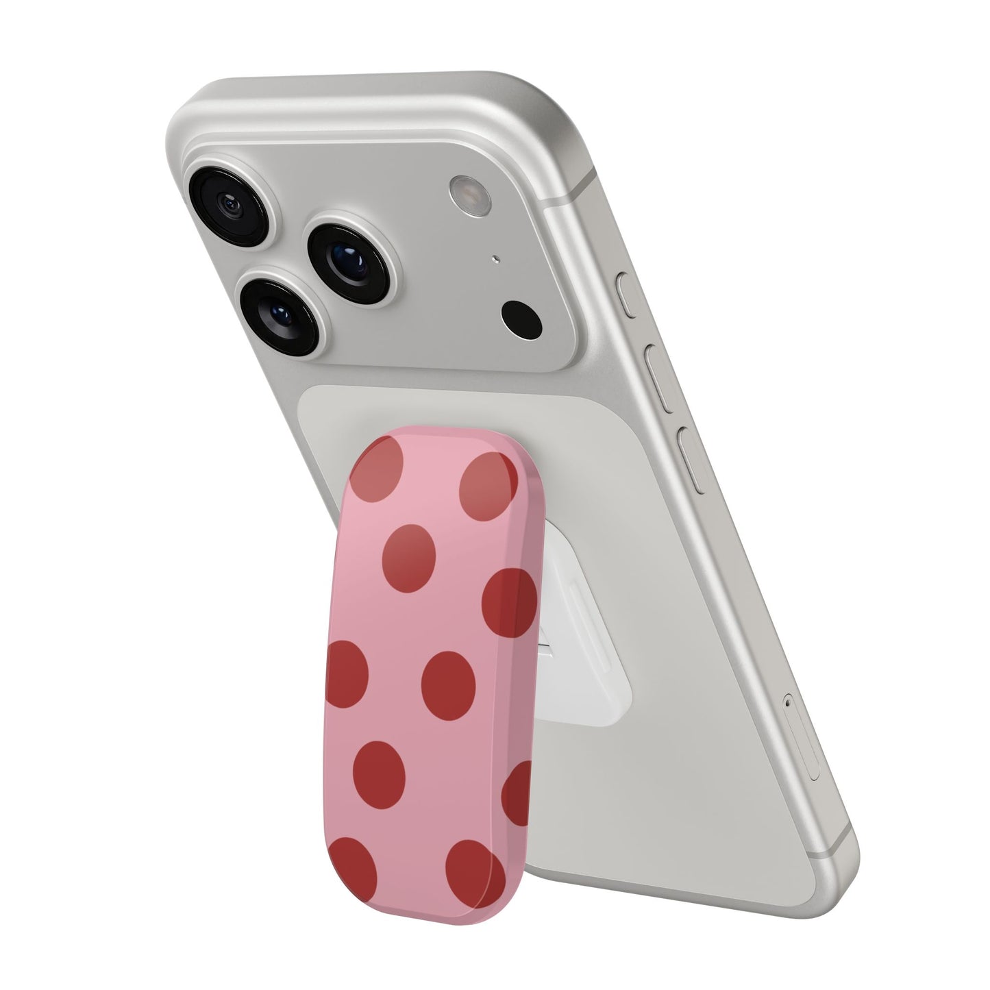 Pink Polka Dot Phone Grip & Stand — Clickit Pop-Out Phone Holder
