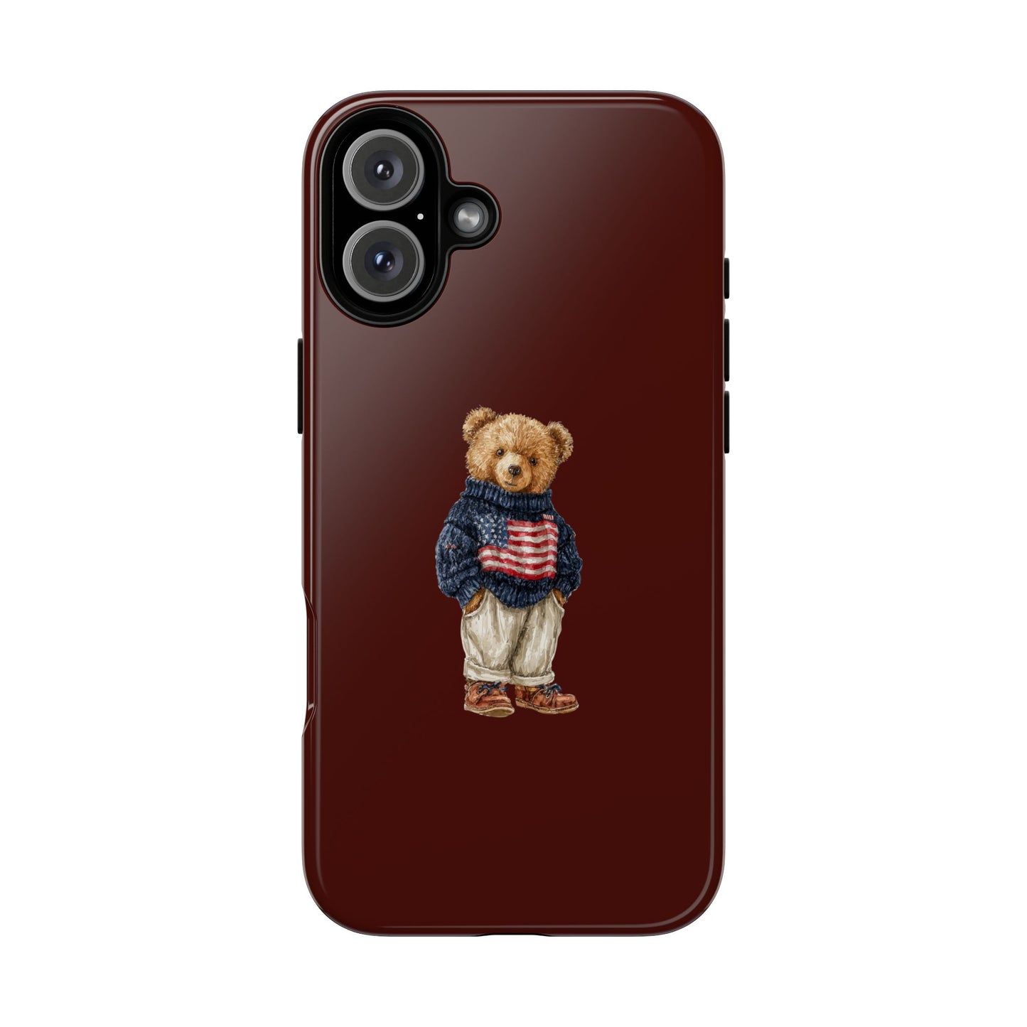 Teddy Bear in American Flag Sweater Tough Phone Case