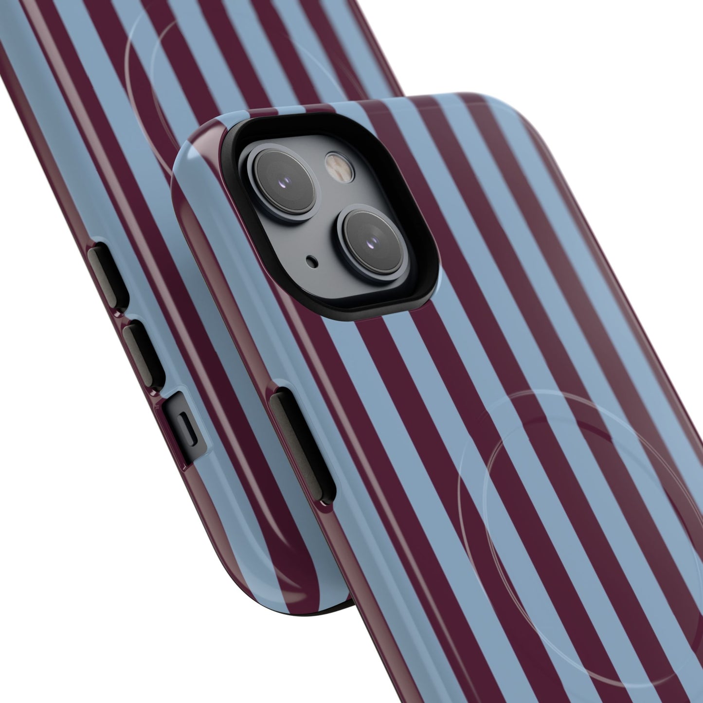 Burgundy & Blue Striped Magnetic Phone Case
