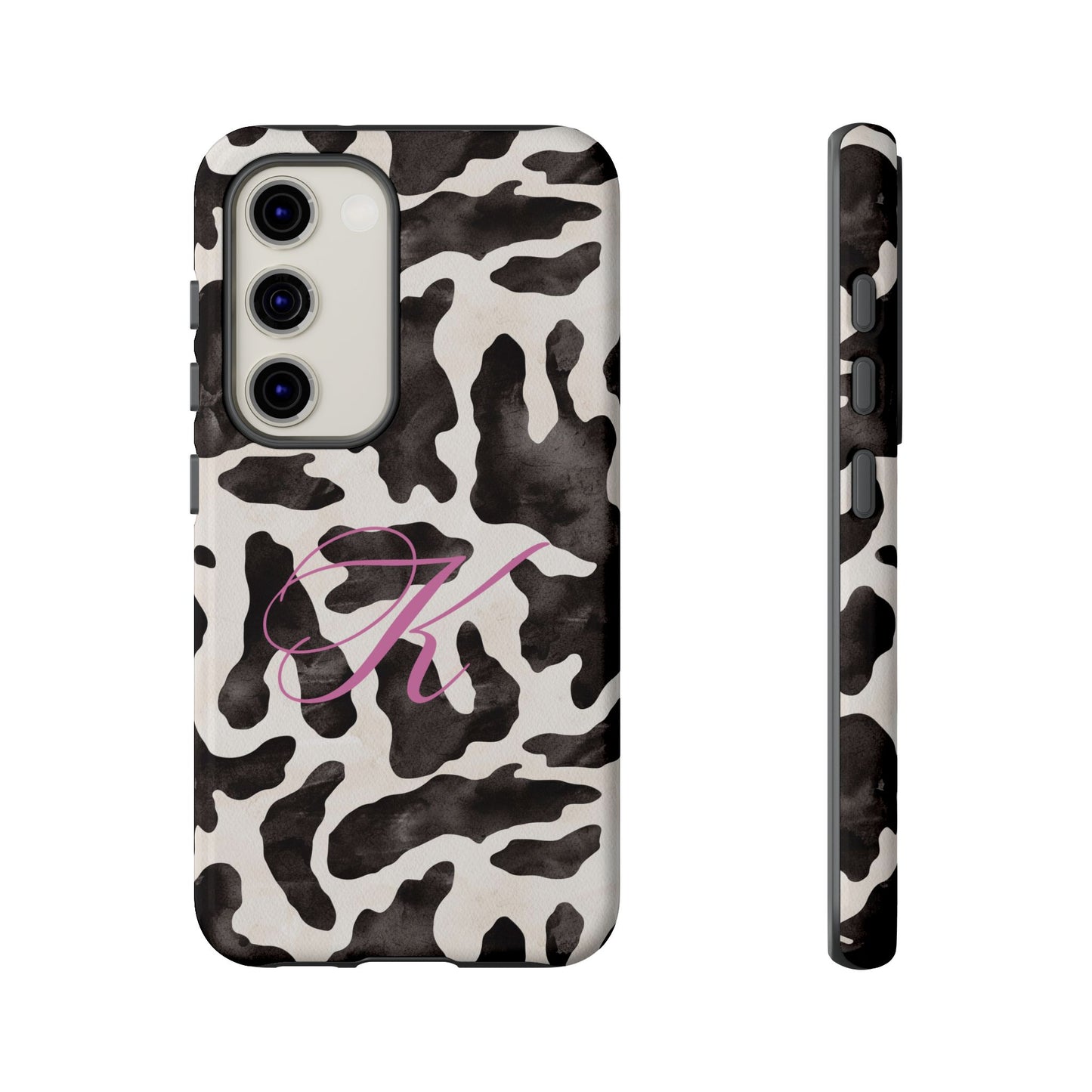 Personalized Monogram Cow Print Tough Phone Case