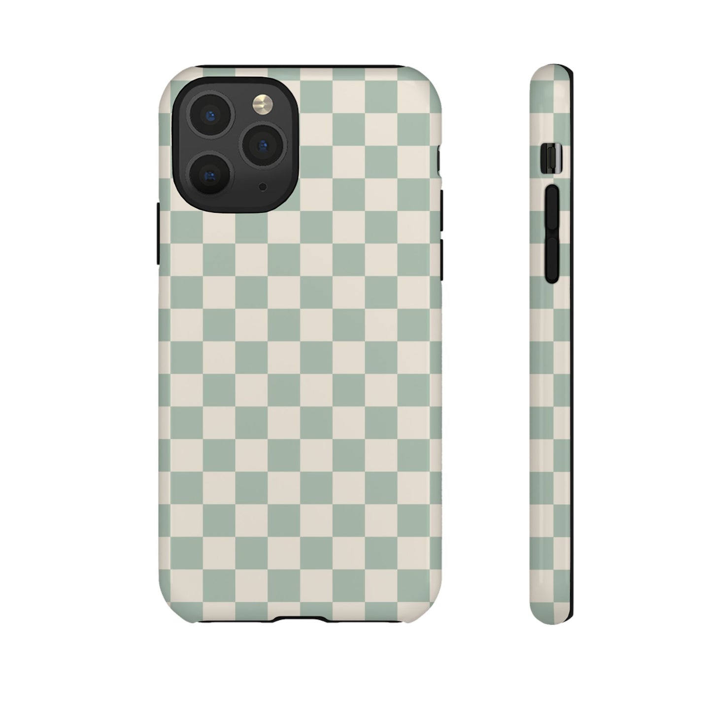 Sage Green & Beige Checkered Phone Case