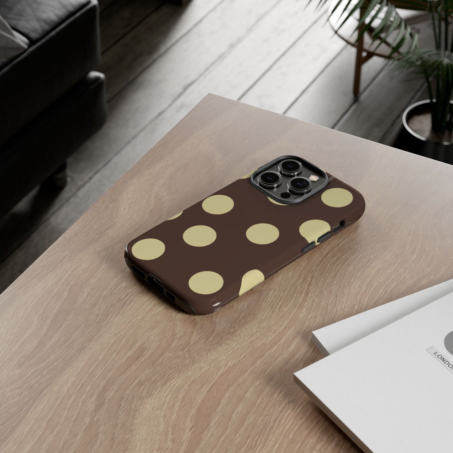 Brown & Butter Yellow Polka Dot Tough Phone Case