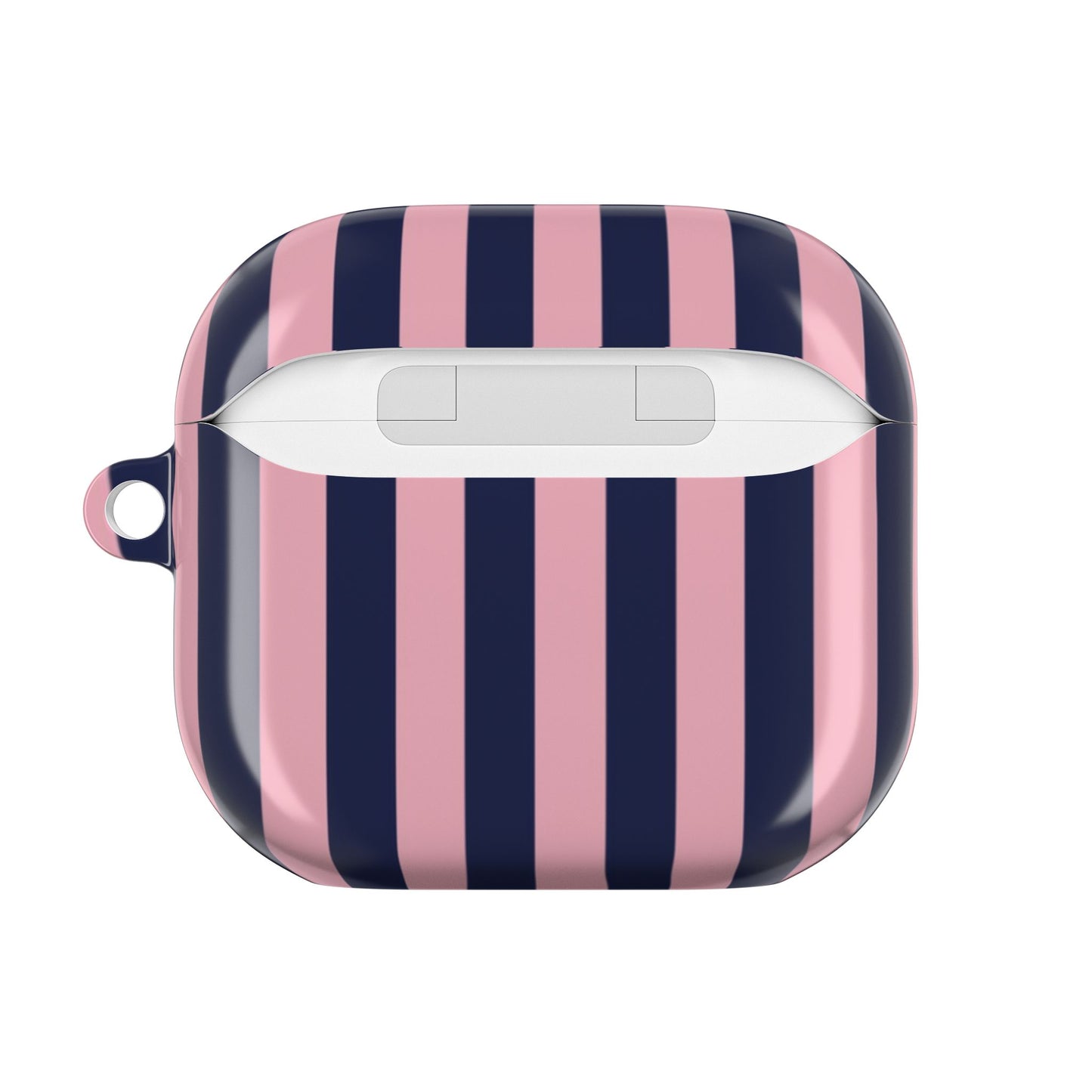 Pink & Navy Striped AirPod Case — Chic Protective Sleeve