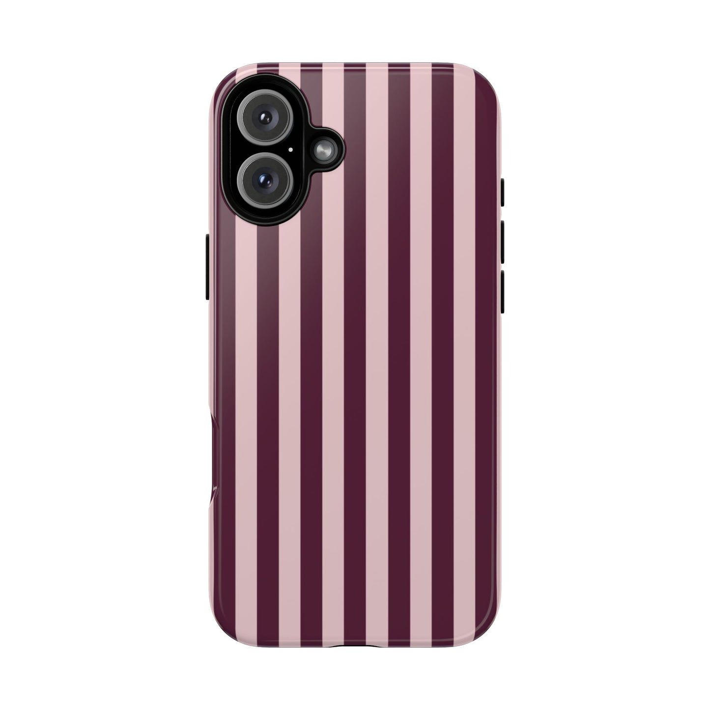 Pink & Burgundy Striped Tough Phone Case
