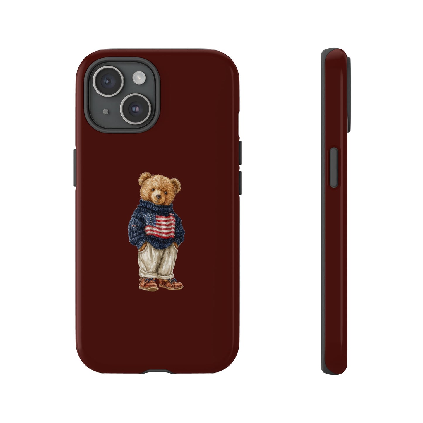 Teddy Bear in American Flag Sweater Tough Phone Case
