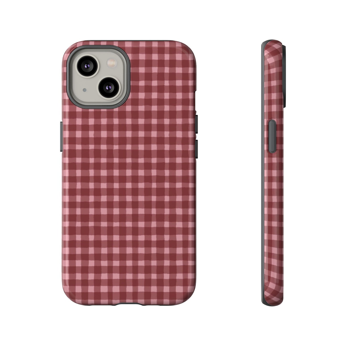 Gingham Burgundy Tough Phone Case