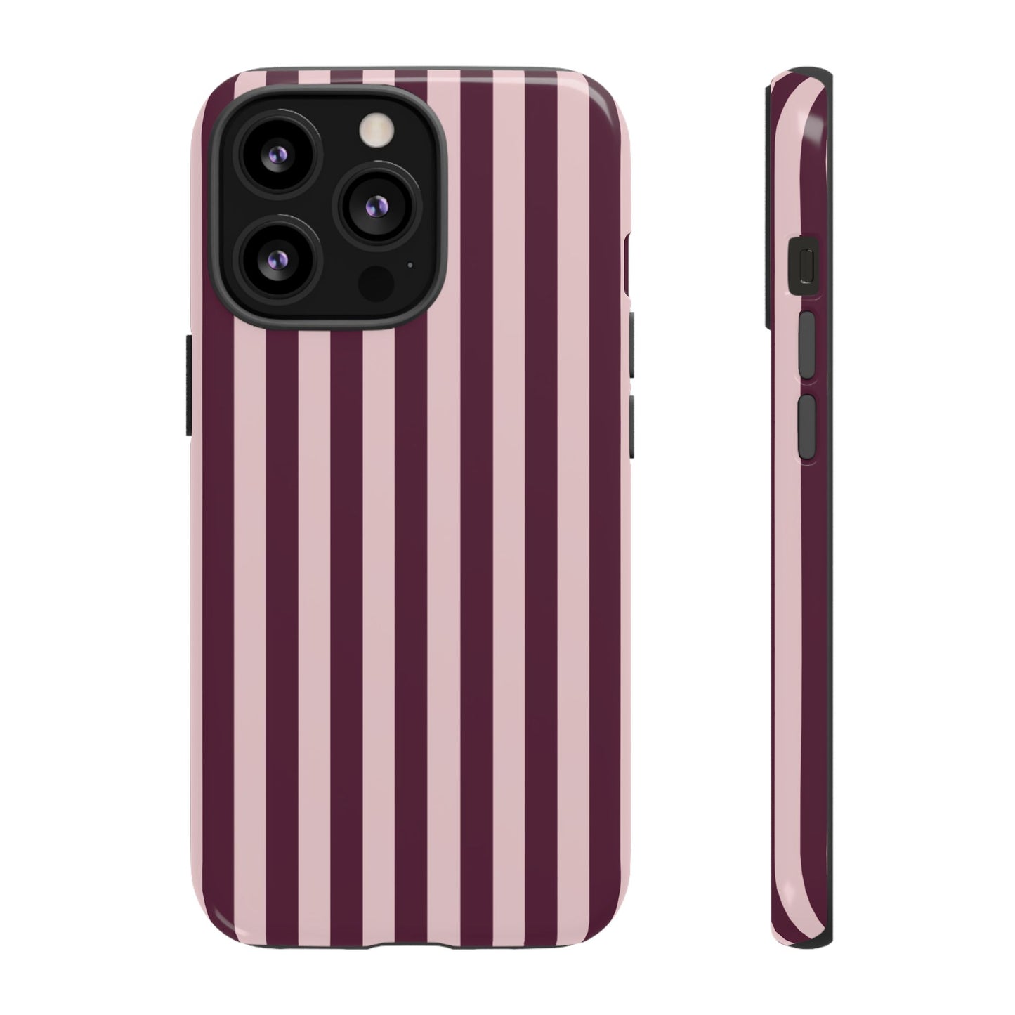 Pink & Burgundy Striped Tough Phone Case