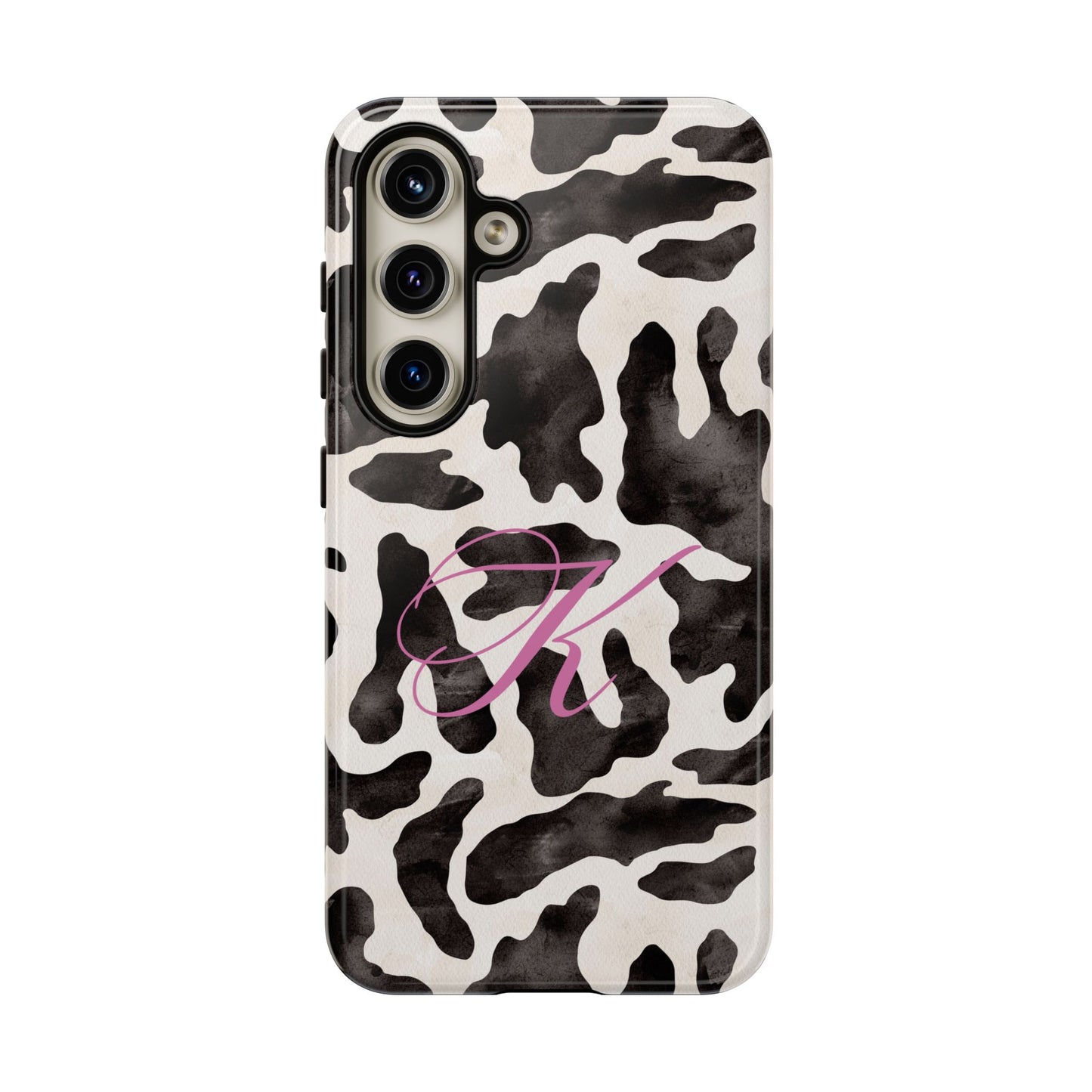Personalized Monogram Cow Print Tough Phone Case