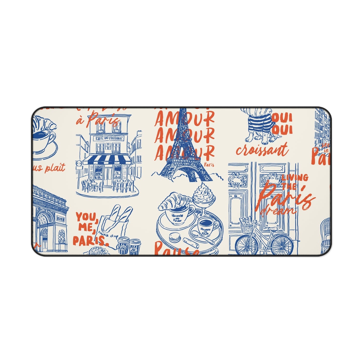 Paris Café Desk Mat — French Bistro Patterned Mouse Pad