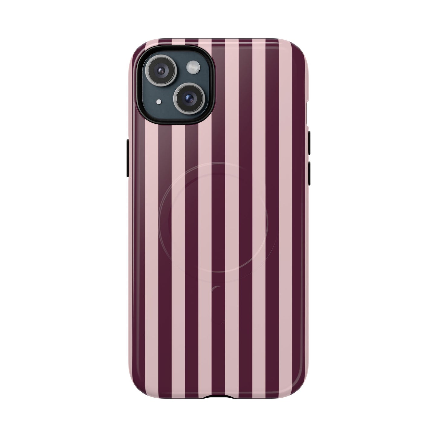 Burgundy & Pink Striped Magnetic Phone Case