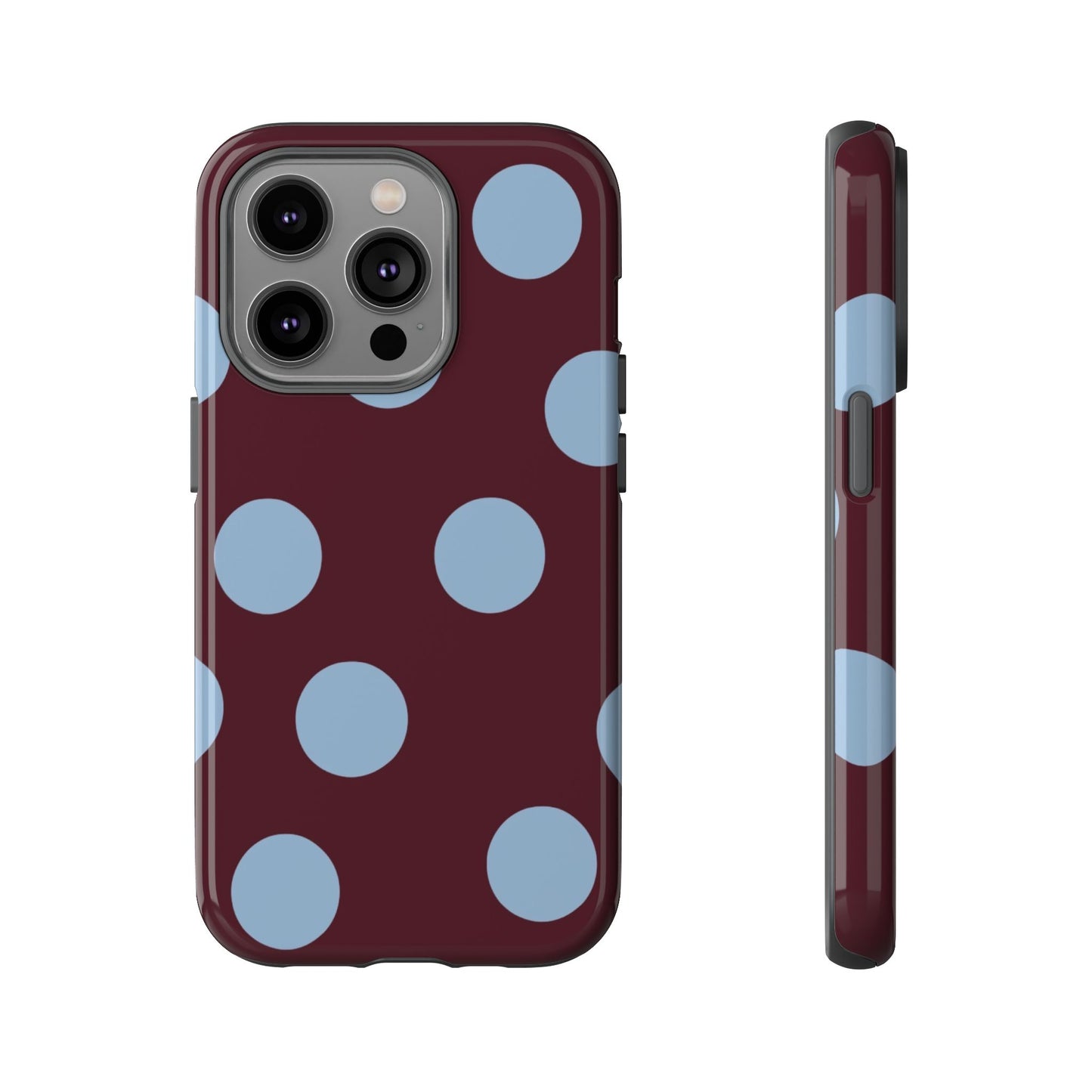 Blue & Burgundy Polka Dot Tough Phone Case