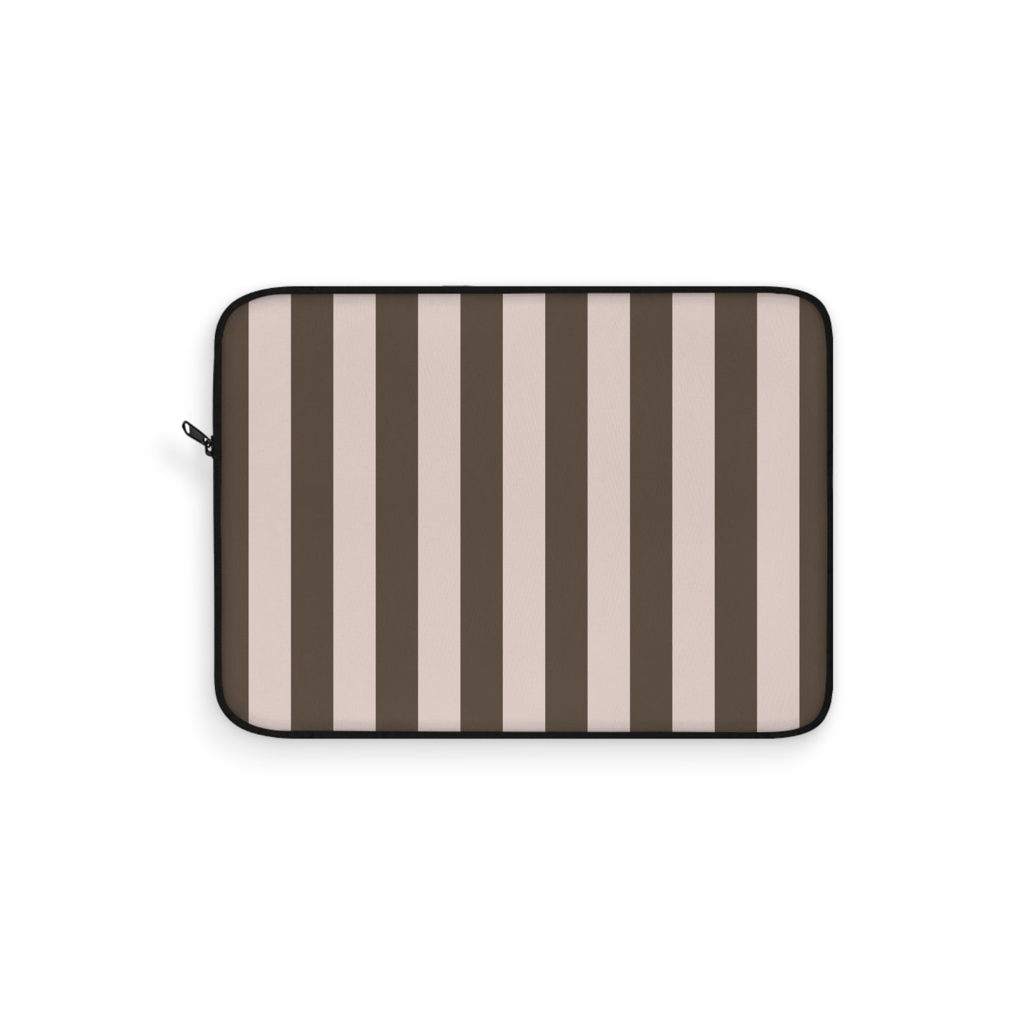 Neutral Stripe Laptop Sleeve — Taupe & Brown Vertical Striped Sleeve