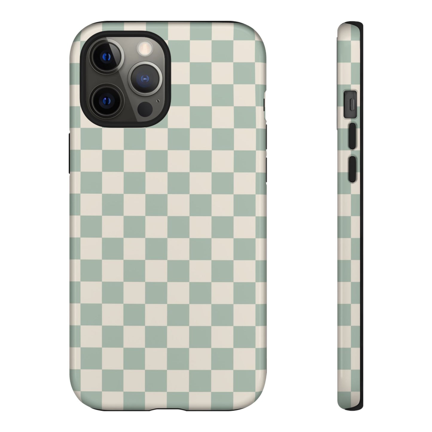 Sage Green & Beige Checkered Phone Case