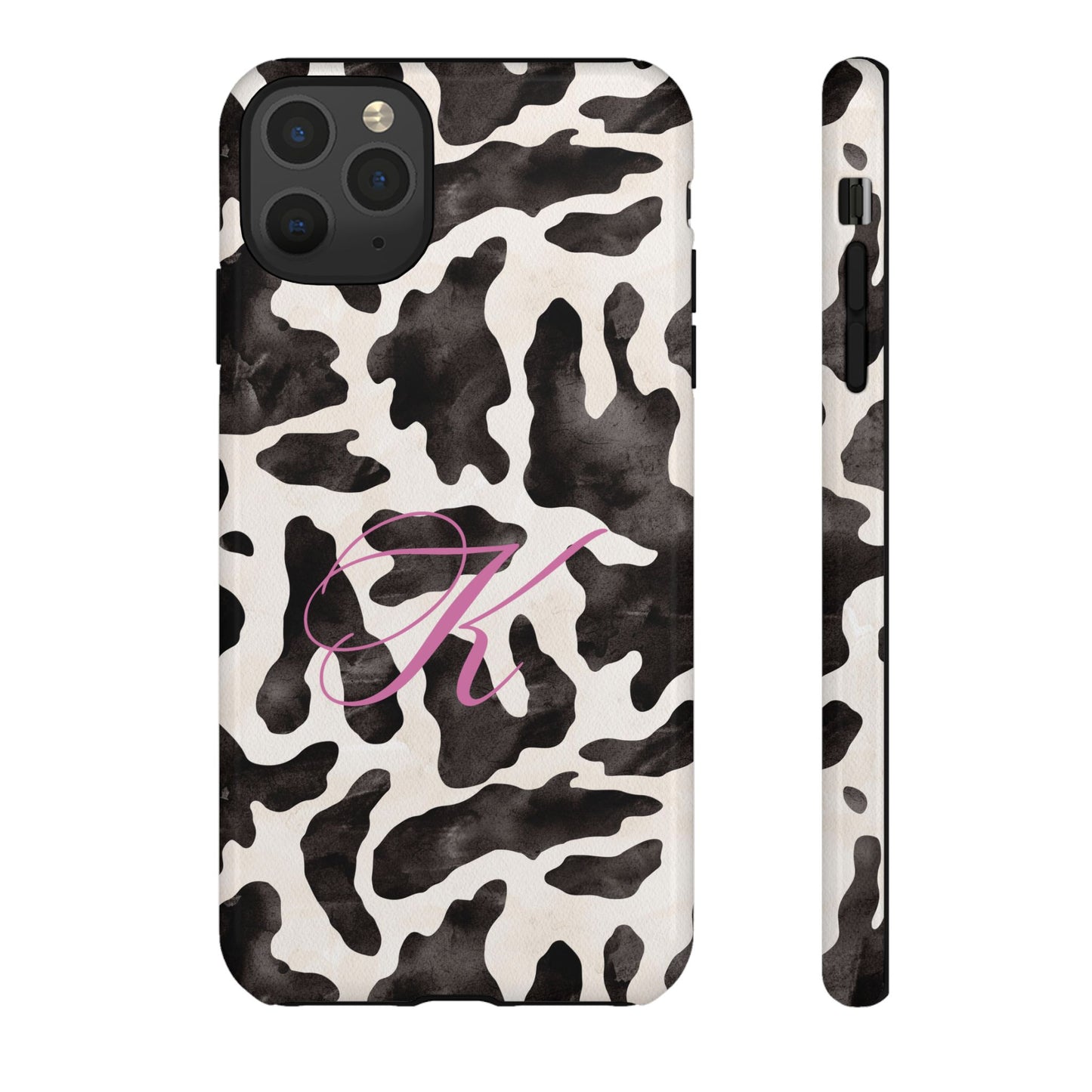 Personalized Monogram Cow Print Tough Phone Case