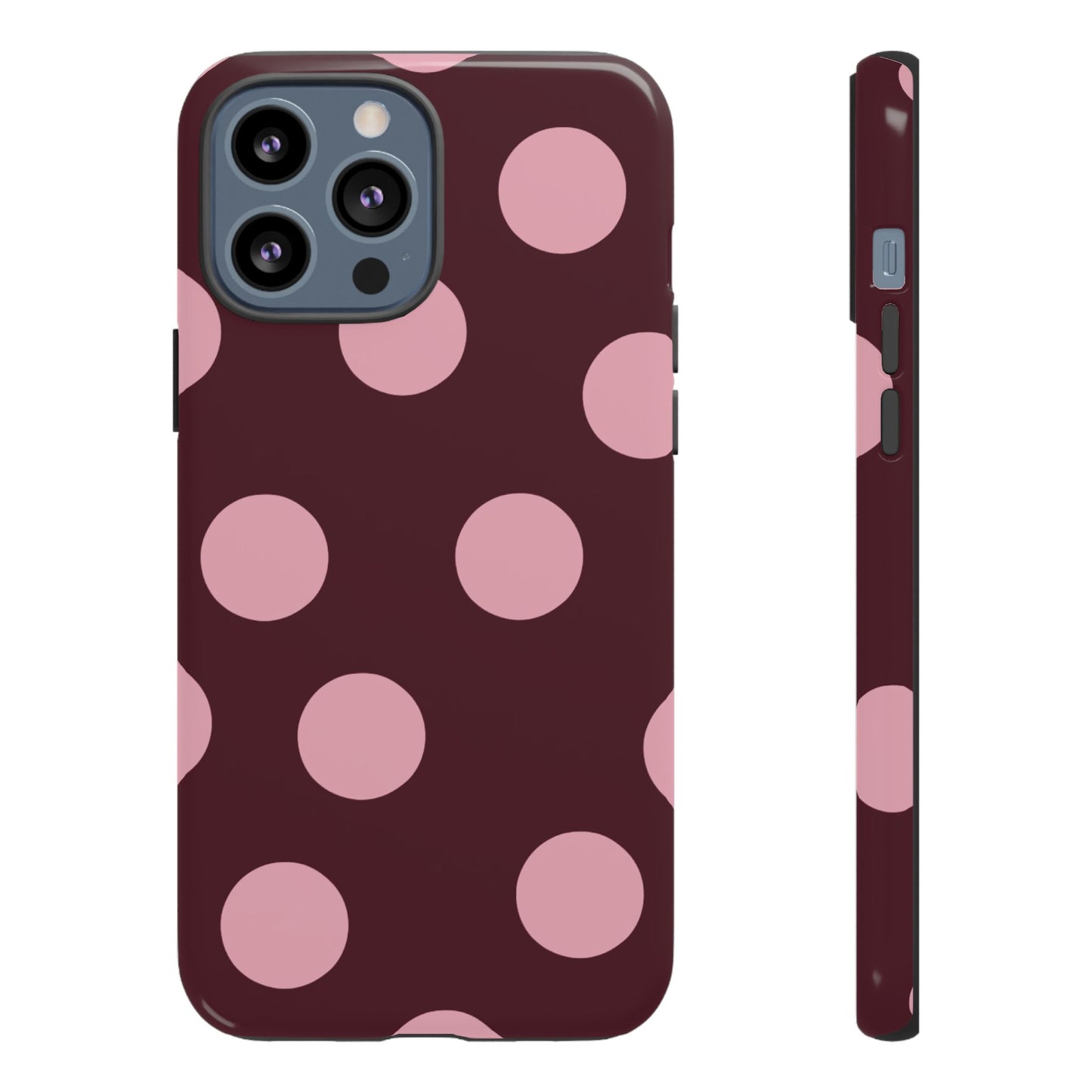 Burgundy & Pink Polka Dot Tough Phone Case