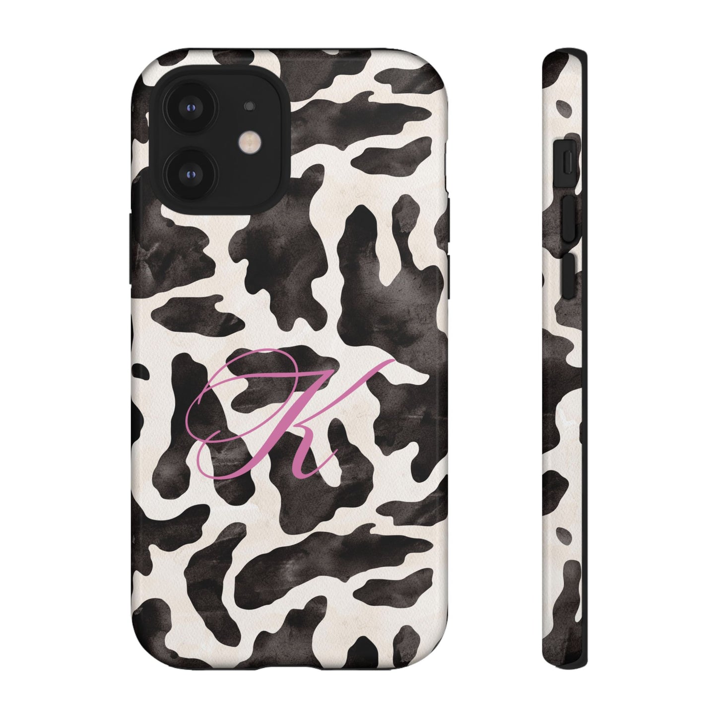 Personalized Monogram Cow Print Tough Phone Case