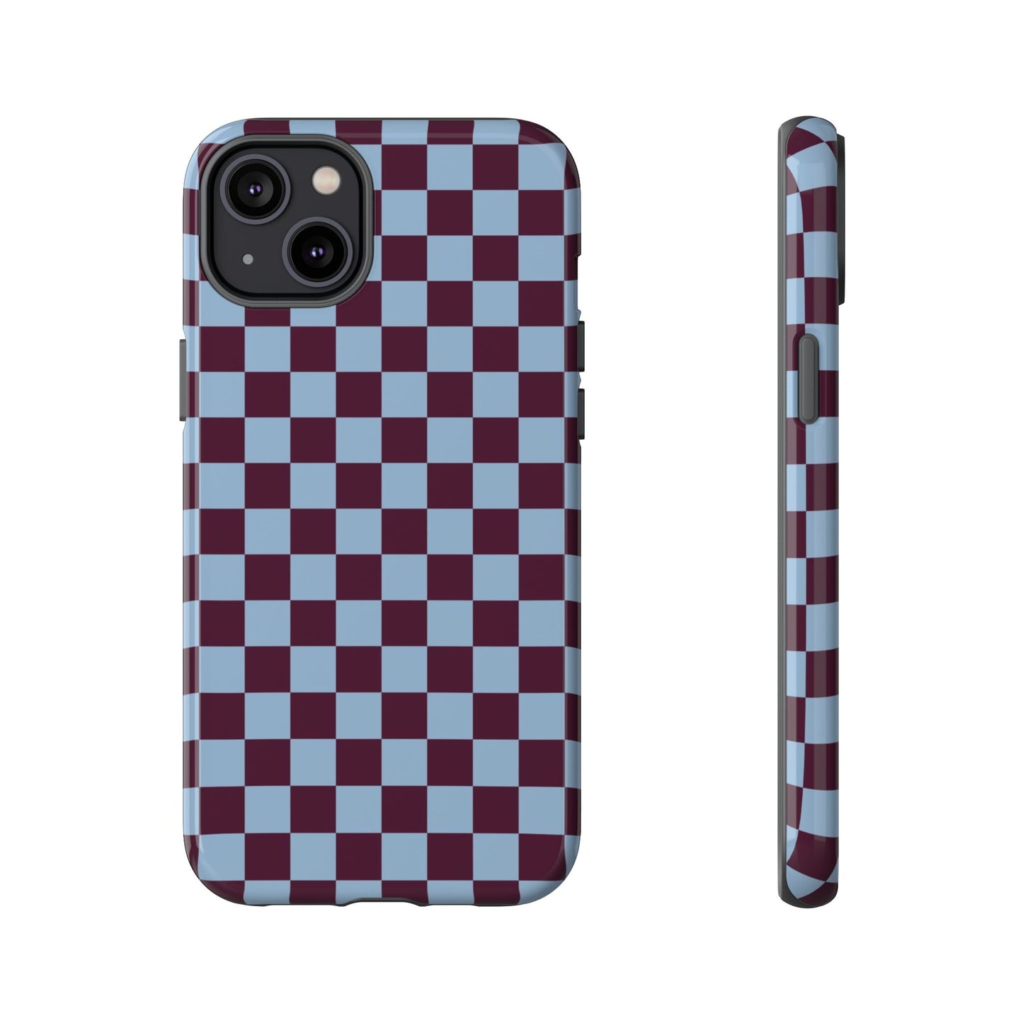 Blue & Burgundy Checkered Phone Case