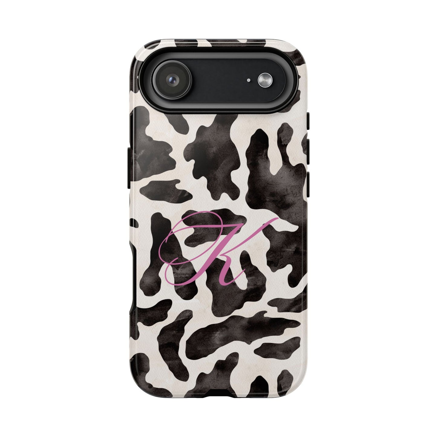 Personalized Monogram Cow Print Tough Phone Case