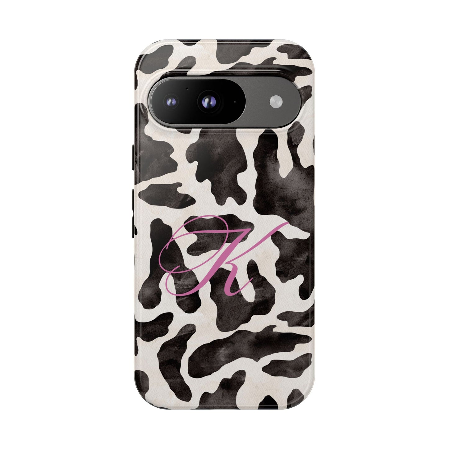 Personalized Monogram Cow Print Tough Phone Case