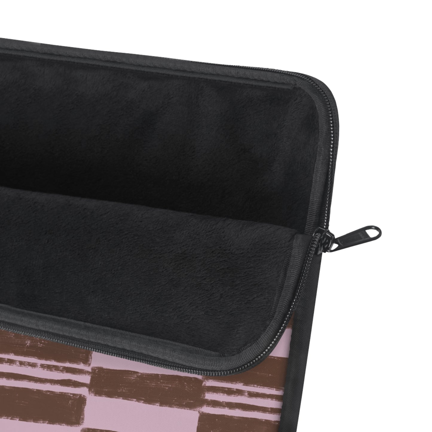 Pink Brown Checkerboard Laptop Sleeve — Retro Striped Grid Protective Case