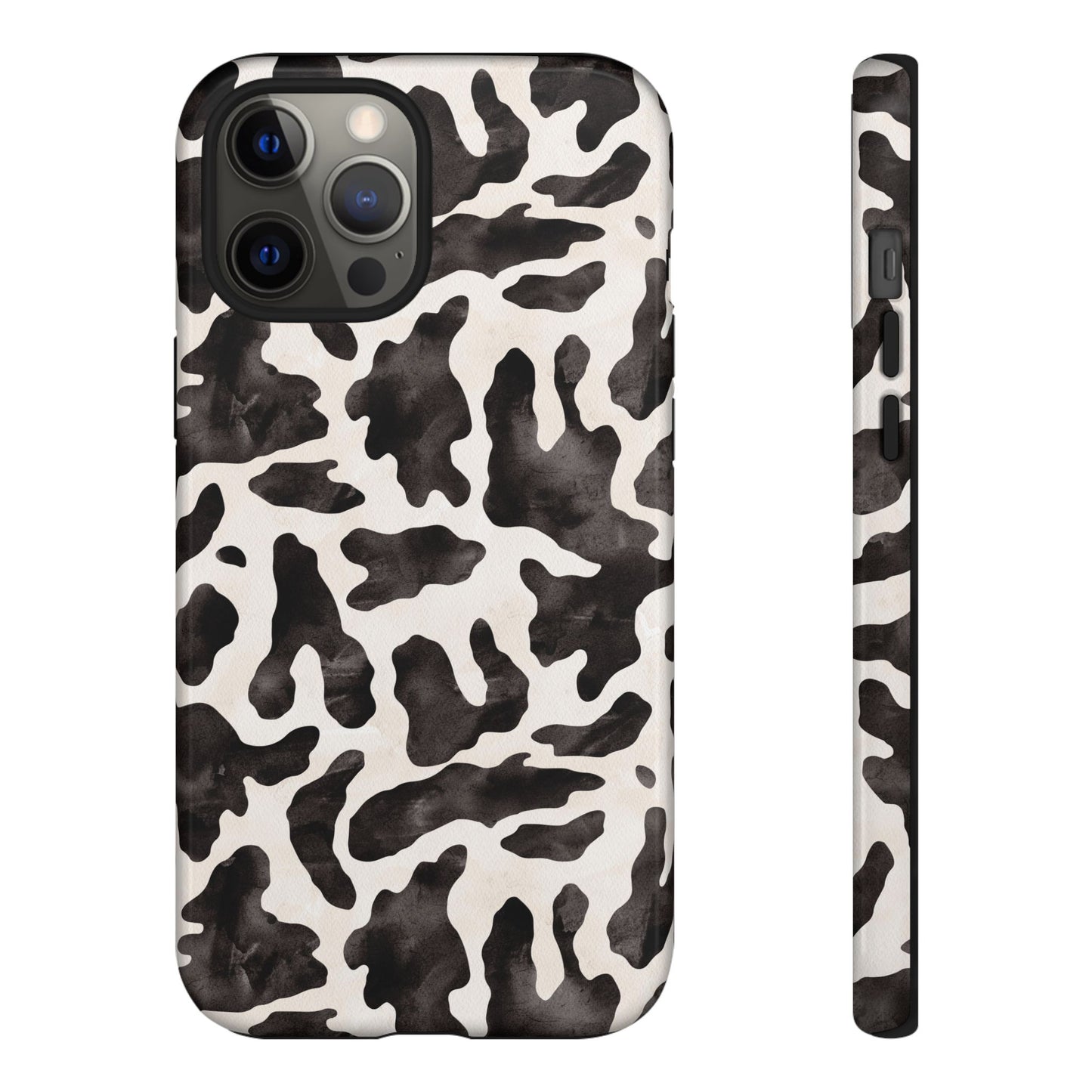 Black & White Cow Print Phone Case — Stylish Protective Tough Case