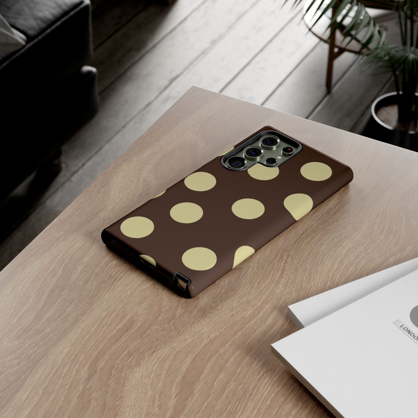 Brown & Butter Yellow Polka Dot Tough Phone Case