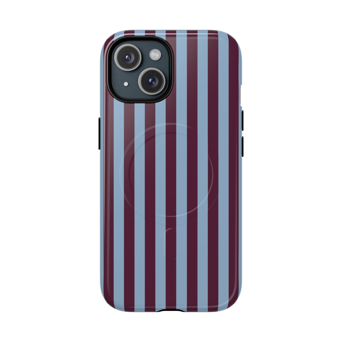 Burgundy & Blue Striped Magnetic Phone Case