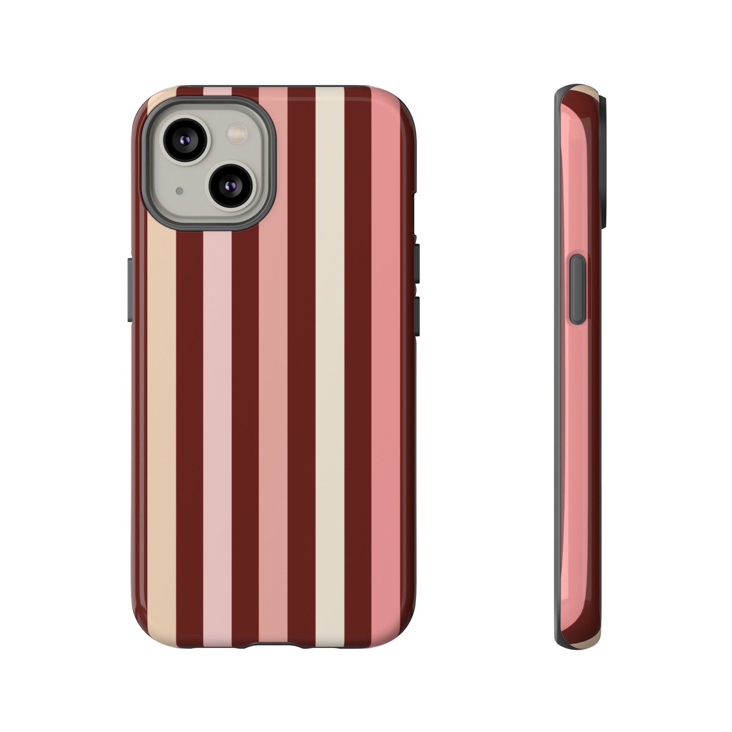 Burgundy Striped Tough Phone Case