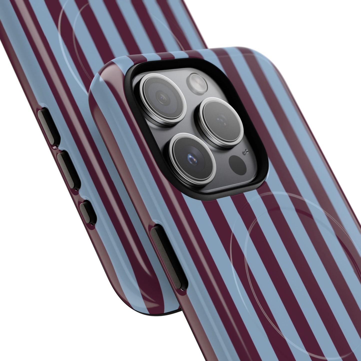 Burgundy & Blue Striped Magnetic Phone Case