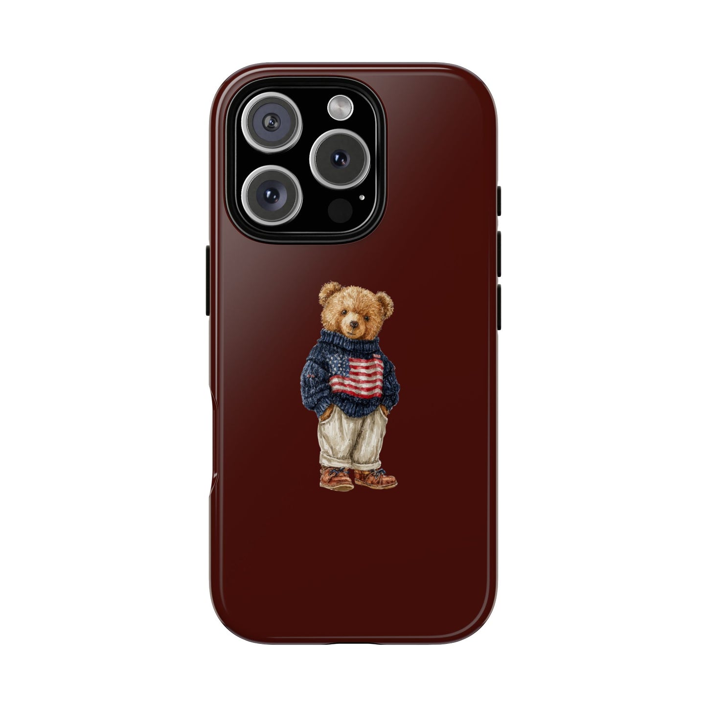 Teddy Bear in American Flag Sweater Tough Phone Case