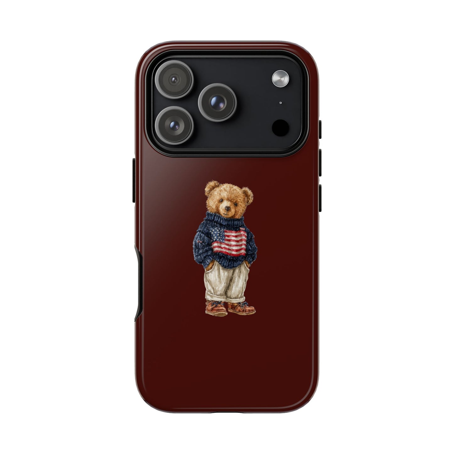 Teddy Bear in American Flag Sweater Tough Phone Case