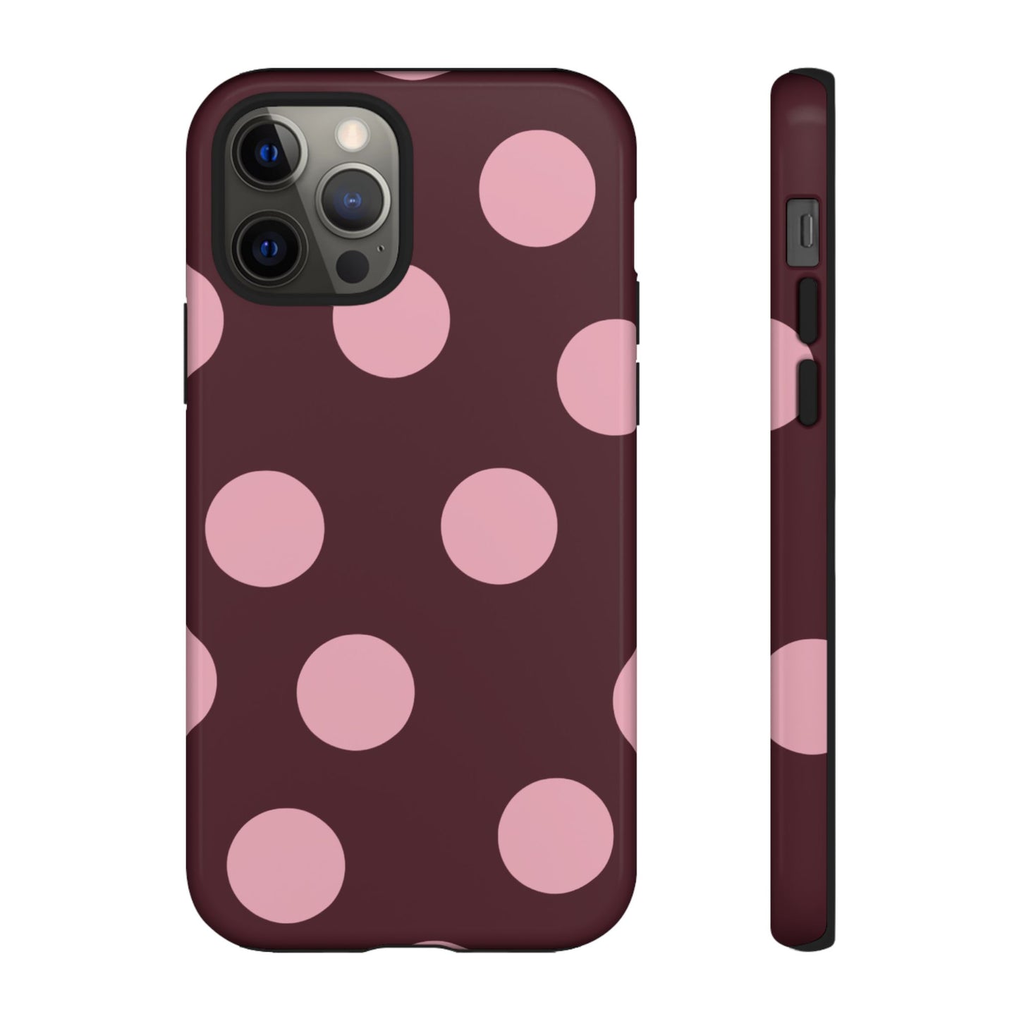 Burgundy & Pink Polka Dot Tough Phone Case