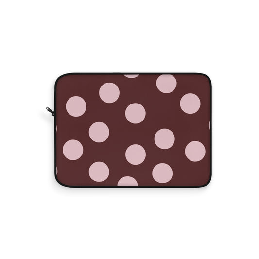 Polka Dot Laptop Sleeve — Pink Dots on Maroon Protective Case