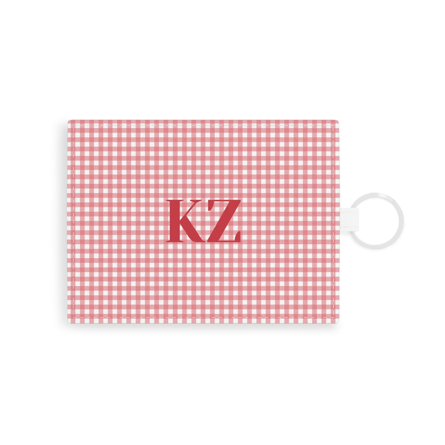 Personalized Monogram Gingham Leather Card Holder