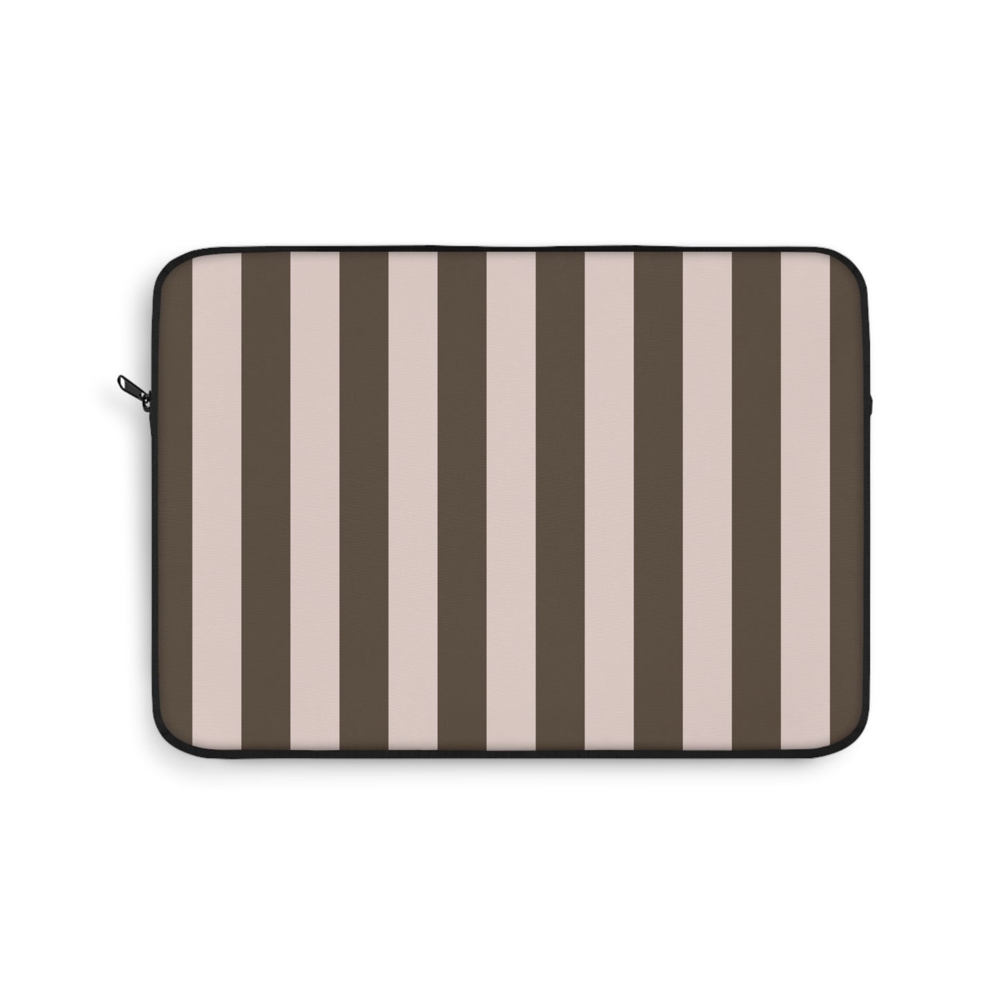 Neutral Stripe Laptop Sleeve — Taupe & Brown Vertical Striped Sleeve