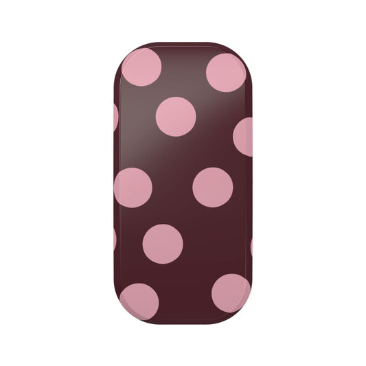 Polka Dot Clickit Phone Stand — Burgundy & Pink Adhesive Phone Grip