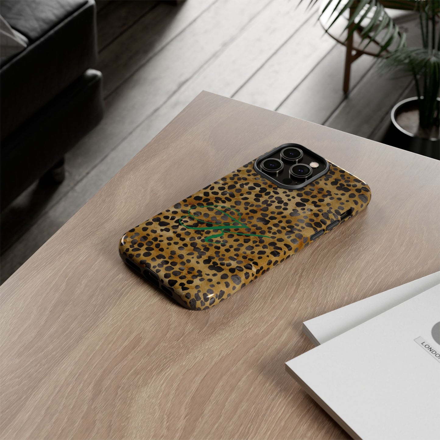 Personalized Initial Leopard Monogram Tough Case