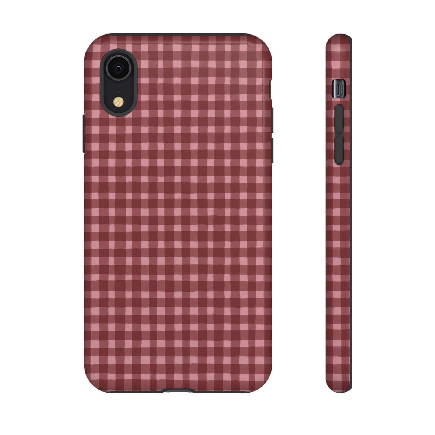 Gingham Burgundy Tough Phone Case