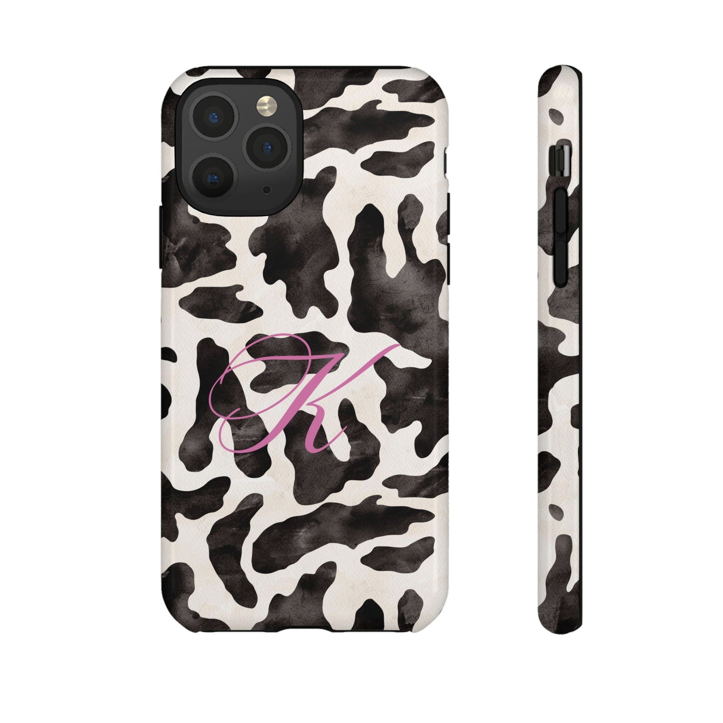 Personalized Monogram Cow Print Tough Phone Case